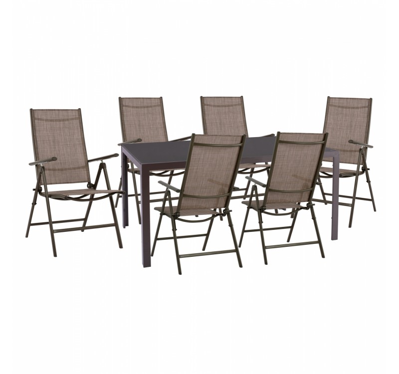 ΣΕΤ ΤΡΑΠΕΖΑΡΙΑΣ 7 ΤΜΧ ΤΡΑΠΕΖΙ ΚΑΦΕ 150X90 ΚΑΙ ΠΟΛΥΘΡΟΝΑ ΠΤΥΣ/ΝΗ ΚΑΦΕ HM11531.02