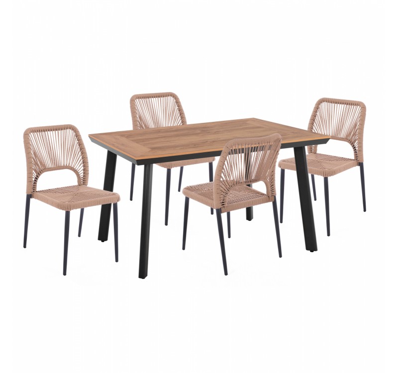 ΣΕΤ ΤΡΑΠΕΖΑΡΙΑΣ 5ΤΜΧ ΤΡΑΠΕΖΙ ΑΝΘΡΑΚΙ 120x80 ΚΑΙ ΚΑΡΕΚΛΑ ΜΕ ΣΧΟΙΝΙ HM11534.02