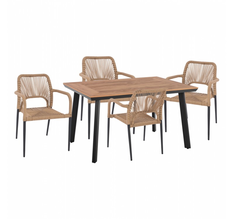 ΣΕΤ ΤΡΑΠΕΖΑΡΙΑΣ 5ΤΜΧ ΤΡΑΠΕΖΙ ΑΝΘΡΑΚΙ 120x80 ΚΑΙ ΠΟΛΥΘΡΟΝΑ ΜΕ ΣΧΟΙΝΙ HM11535.02