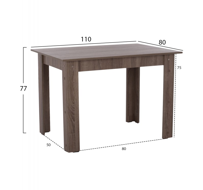 ΤΡΑΠΕΖΙ ΚΟΥΖΙΝΑΣ HM2428.05, 110x80x77Υεκ., SONOMA OAK TRUFFLE