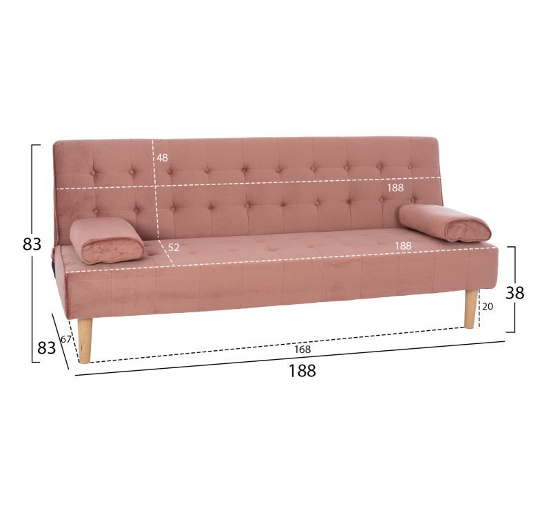 ΚΑΝΑΠΕΣ ΚΡΕΒΑΤΙ WANDA HM3149.12 ΜΕ ΒΕΛΟΥΔΟ ΣΑΠΙΟ ΜΗΛΟ 188X83X83Y εκ.