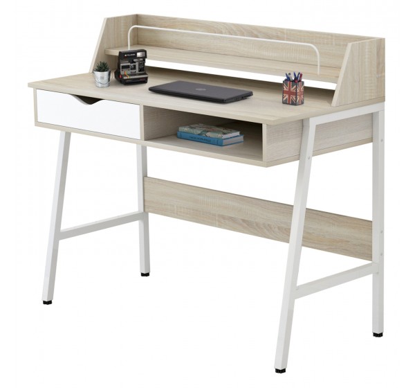 ΓΡΑΦΕΙΟ OLIVIER HM2129.01 ΜΕΛΑΜΙΝΗ ΣΕ SONAMA-ΛΕΥΚΟ-ΛΕΥΚΟΣ ΜΕΤΑΛΛΙΚΟΣ ΣΚΕΛΕΤΟΣ 104x48x89Υεκ