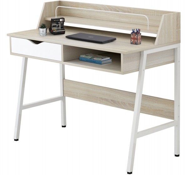 ΓΡΑΦΕΙΟ OLIVIER HM2129.01 ΜΕΛΑΜΙΝΗ ΣΕ SONAMA-ΛΕΥΚΟ-ΛΕΥΚΟΣ ΜΕΤΑΛΛΙΚΟΣ ΣΚΕΛΕΤΟΣ 104x48x89Υεκ