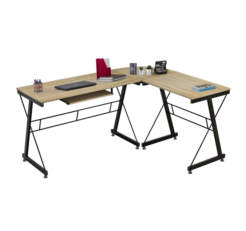 ΓΩΝΙΑΚΟ ΓΡΑΦΕΙΟ SONAMA ΕΠΙΦΑΝΕΙΑ ΜΕ ΜΕΤΑΛΛΙΚΟ ΣΚΕΛΕΤΟ HM2127.01 158Χ120Χ74εκ.