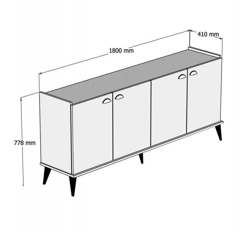 ΜΠΟΥΦΕΣ ΜΕΛΑΜΙΝΗΣ HM9045.01 NATURAL WOOD - ΜΑΥΡΟ ΜΑΡΜΑΡΟ 180x41x77,8Y εκ.