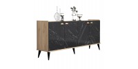 ΜΠΟΥΦΕΣ ΜΕΛΑΜΙΝΗΣ HM9045.01 NATURAL WOOD - ΜΑΥΡΟ ΜΑΡΜΑΡΟ 180x41x77,8Y εκ.