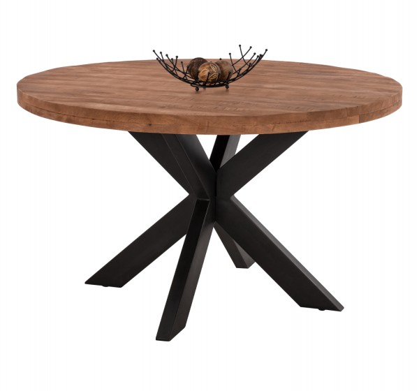 ΤΡΑΠΕΖΙ ΣΤΡΟΓΓΥΛΟ WES ΑΠΟ ΜΑΣΙΦ ΞΥΛΟ MANGO ΠΑΧΟΥΣ 6εκ. HM8484.11 Φ130Χ78Υ εκ.