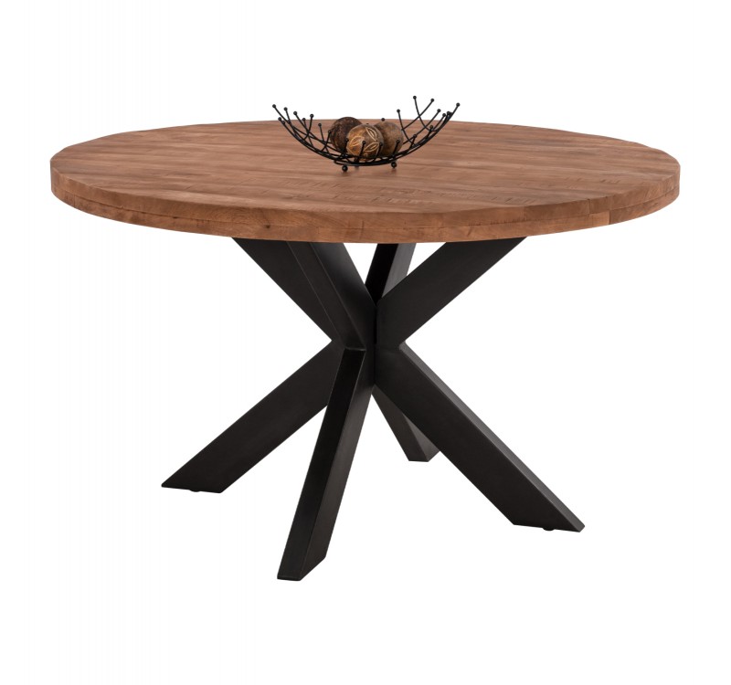 ΤΡΑΠΕΖΙ ΣΤΡΟΓΓΥΛΟ WES ΑΠΟ ΜΑΣΙΦ ΞΥΛΟ MANGO ΠΑΧΟΥΣ 6εκ. HM8484.11 Φ130Χ78Υ εκ.