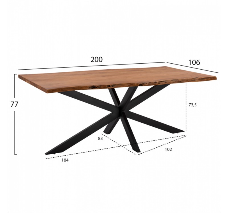 ΤΡΑΠΕΖΙ ΤΡΑΠΕΖΑΡΙΑΣ MONTANA SUPERIOR ΜΑΣΙΦ ΑΚΑΚΙΑΣ HM8716.11 200x85-110x77Υεκ.