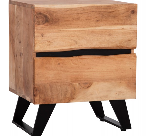 ΚΟΜΟΔΙΝΟ ALICIA ΜΕ 2 ΣΥΡΤΑΡΙΑ HM8360.11 ΑΠΟ ΜΑΣΙΦ ΞΥΛΟ ΑΚΑΚΙΑΣ 45x35x56Yεκ.