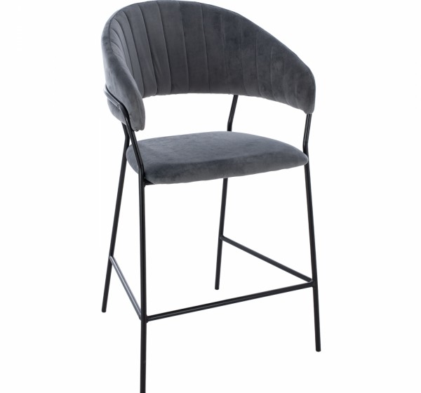 ΣΚΑΜΠΟ ΜΕΣΑΙΟΥ ΥΨΟΥΣ HM8734.01 THEODORE ΒΕΛΟΥΔΟ ΓΚΡΙ ΜΕ ΜΑΥΡΟ ΣΚΕΛΕΤΟ 60x55x100Y εκ.