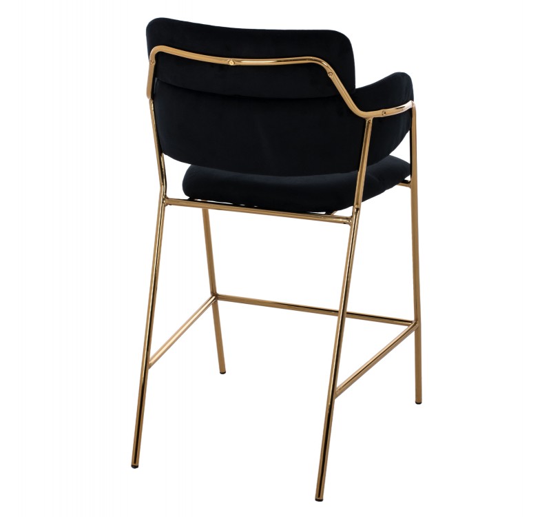 ΣΚΑΜΠΟ ΜΕΣΑΙΟΥ ΥΨΟΥΣ KELSO HM8735.04 ΒΕΛΟΥΔΟ ΜΑΥΡΟ ΕΠΙΧΡΥΣΟ ΣΚΕΛΕΤΟ 54x58x95Υ εκ.