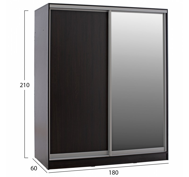 ΝΤΟΥΛΑΠΑ ΣΥΡΟΜΕΝΗ ADLER ΜΕΛΑΜΙΝΗΣ WENGE ΜΕ ΚΑΘΡΕΠΤΗ HM2437.02  180X60X210Υεκ.