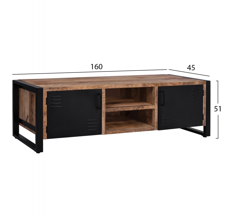 ΕΠΙΠΛΟ TV TURNER HM8189.11 ΜΕΤΑΛΛΟ & ΜΑΣΙΦ ΞΥΛΟ MANGO ΦΥΣΙΚΟ 160x45x51Υ εκ.