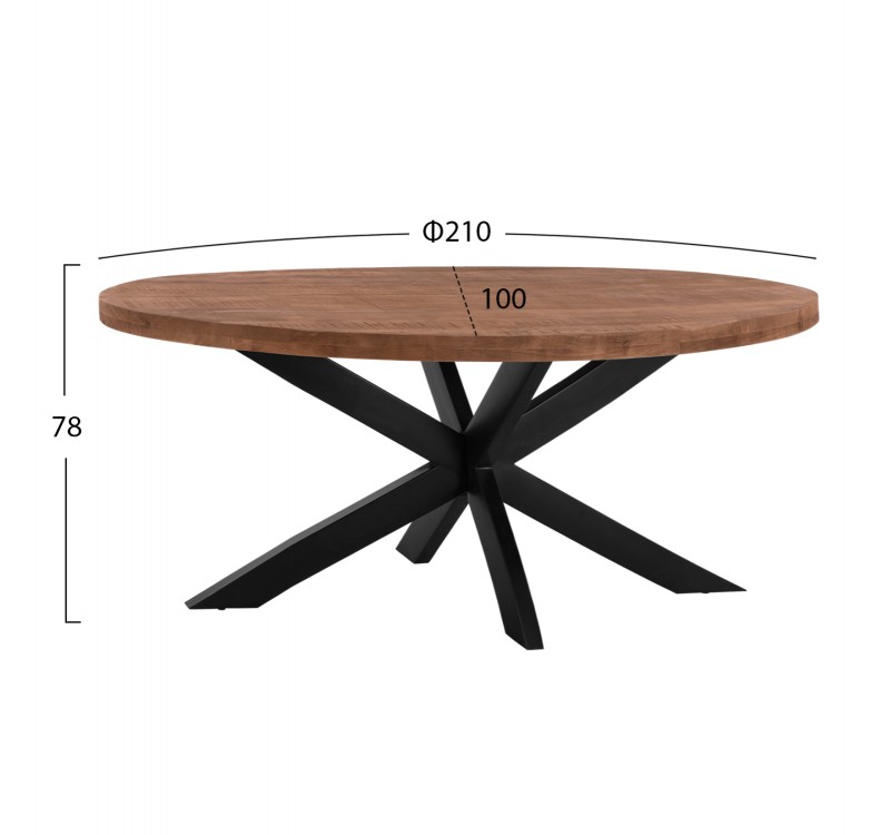 ΤΡΑΠΕΖΙ LEVINHO HM8483.11 OVAL 6εκ. ΠΑΧΟΣ ΑΠΟ ΜΑΣΙΦ ΞΥΛΟ MANGO 210x100x78Υ εκ.