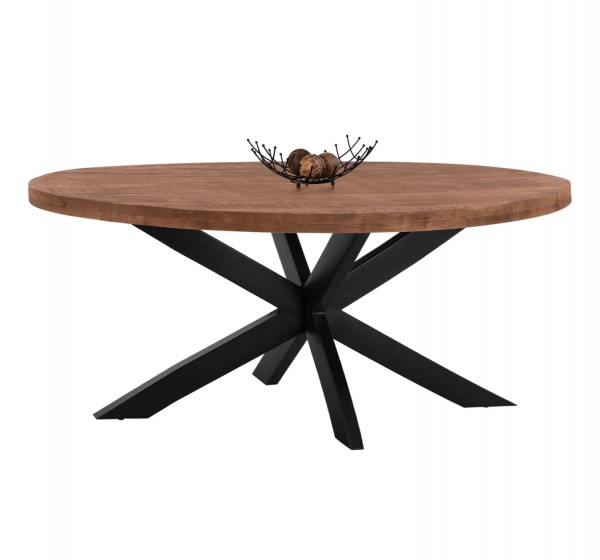 ΤΡΑΠΕΖΙ LEVINHO HM8483.11 OVAL 6εκ. ΠΑΧΟΣ ΑΠΟ ΜΑΣΙΦ ΞΥΛΟ MANGO 210x100x78Υ εκ.