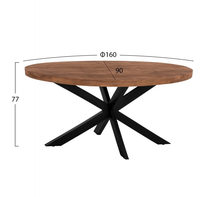 ΤΡΑΠΕΖΙ LEVINHO HM8482.11 OVAL 6εκ.ΠΑΧΟΣ ΜΑΣΙΦ ΞΥΛΟ MANGO 160x90x77Υ εκ.