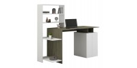 ΓΡΑΦΕΙΟ ΜΕ ΒΙΒΛΙΟΘΗΚΗ ROCHELL ΜΕΛΑΜΙΝΗ OLIVE GREY ΛΕΥΚΟ 146,3x55x128,8Υεκ.HM8886.11