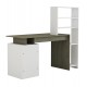 ΓΡΑΦΕΙΟ ΜΕ ΒΙΒΛΙΟΘΗΚΗ ROCHELL ΜΕΛΑΜΙΝΗ OLIVE GREY ΛΕΥΚΟ 146,3x55x128,8Υεκ.HM8886.11