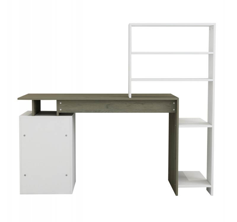 ΓΡΑΦΕΙΟ ΜΕ ΒΙΒΛΙΟΘΗΚΗ ROCHELL ΜΕΛΑΜΙΝΗ OLIVE GREY ΛΕΥΚΟ 146,3x55x128,8Υεκ.HM8886.11