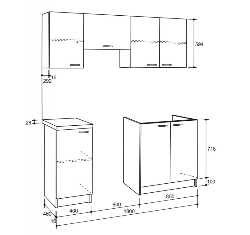 ΣΥΝΘΕΣΗ ΚΟΥΖΙΝΑΣ MAURICE ΜΕΛΑΜΙΝΗ SONAMA-ΛΕΥΚΟ HM2441 180x29,2-46εκ.