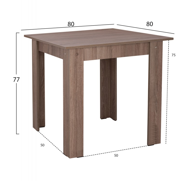 ΤΡΑΠΕΖΙ ΚΟΥΖΙΝΑΣ KELVIN HM2427.05, SONOMA OAK TRUFFLE, 80x80x77εκ.
