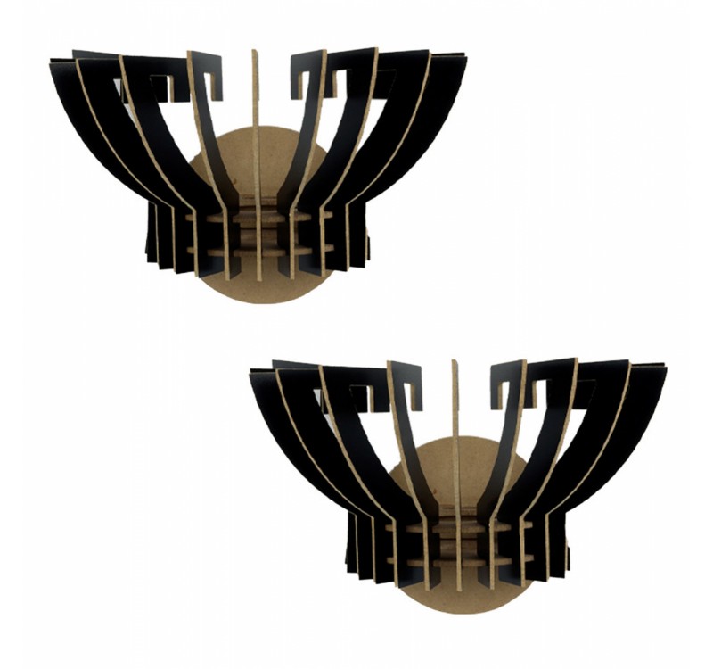 ΣΕΤ ΑΠΛΙΚΕΣ ΤΟΙΧΟΥ 2ΤΜΧ ΞΥΛΙΝΕΣ ΑΠΟ MDF ΜΑΥΡΟ HM7382.03 32x22x19Υ εκ.