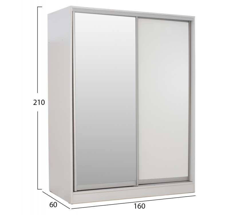 ΝΤΟΥΛΑΠΑ ADLER ΜΕΛΑΜΙΝΗΣ ΛΕΥΚΗ ΜΕ ΚΑΘΡΕΠΤΗ HM2434.03 160x60x210 εκ.