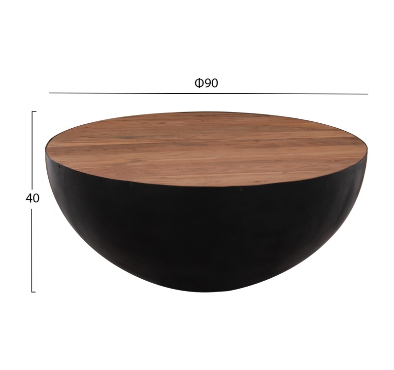 ΔΙΑΚΟΣΜΗΤΙΚΟ ΤΡΑΠΕΖΙ ΣΑΛΟΝΙΟΥ BOWL Φ90X40Yεκ. ΜΑΥΡΟ ΜΕ ΞΥΛΟ ΑΚΑΚΙΑΣ HM8717.01