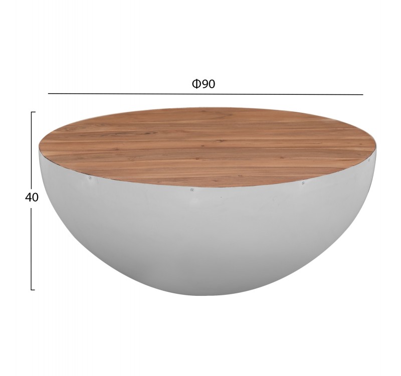 ΔΙΑΚΟΣΜΗΤΙΚΟ ΤΡΑΠΕΖΙ ΣΑΛΟΝΙΟΥ BOWL Φ90X40Yεκ. ΛΕΥΚΟ ΜΕ ΞΥΛΟ ΑΚΑΚΙΑΣ HM8717.03