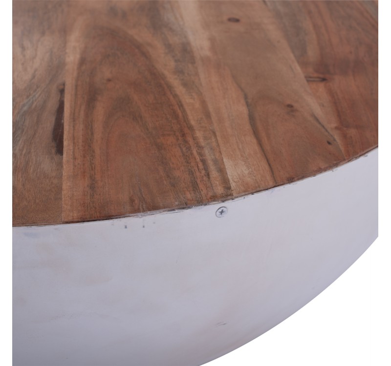 ΔΙΑΚΟΣΜΗΤΙΚΟ ΤΡΑΠΕΖΙ ΣΑΛΟΝΙΟΥ BOWL Φ90X40Yεκ. ΛΕΥΚΟ ΜΕ ΞΥΛΟ ΑΚΑΚΙΑΣ HM8717.03