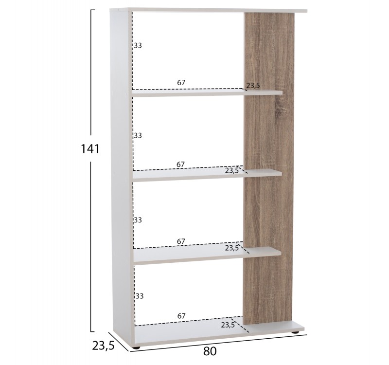 ΒΙΒΛΙΟΘΗΚΗ HARVEY HM8770 80X23X141 ΛΕΥΚΟ