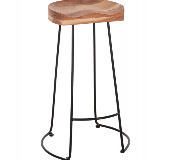 ΣΚΑΜΠΟ BAR ELEANOR HM8363.11 ΜΑΣΙΦ ΞΥΛΟ ΑΚΑΚΙΑΣ-ΜΕΤΑΛΛΟ 50x43x78Υεκ.