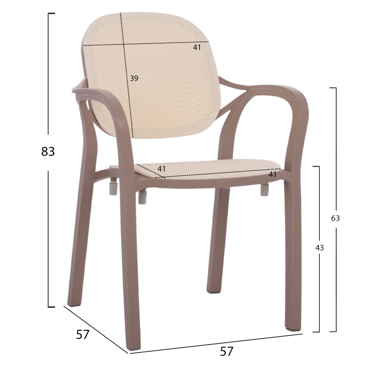 ΠΟΛΥΘΡΟΝΑ ΠΟΛΥΠΡΟΠΥΛΕΝΙΟΥ KHEM HM5820.02 ΣΕ ΑΠΟΧΡΩΣΗ ΚΑΠΟΥΤΣΙΝΟ & ΜΠΕΖ 57x57x83Y εκ.