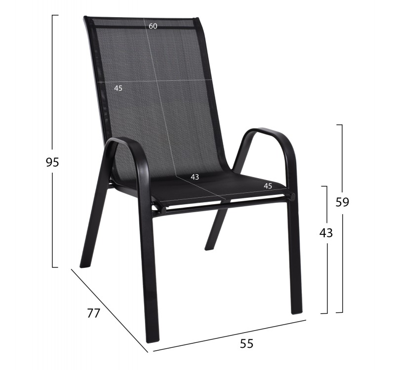 ΠΟΛΥΘΡΟΝΑ ΕΞ.ΧΩΡΟΥ LEON HM5000.03 ΜΕΤΑΛΛΙΚΗ ΜΑΥΡΟ ΜΕ TEXTILENE ΜΑΥΡΟ 55x77x95Υεκ