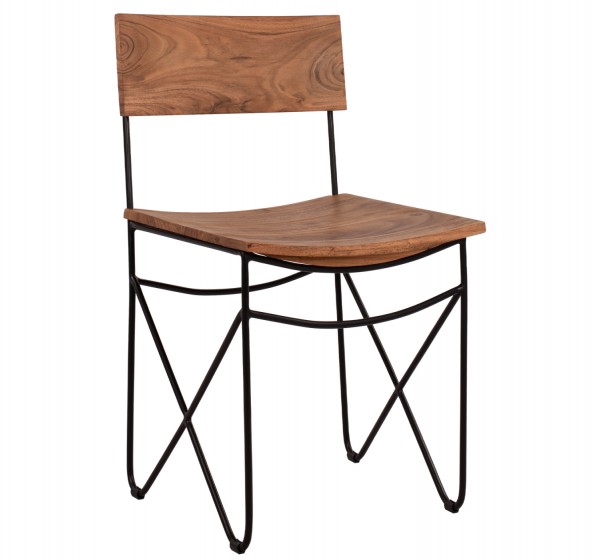 ΚΑΡΕΚΛΑ ΑΠΟ ΜΑΣΙΦ ΞΥΛΟ ΑΚΑΚΙΑΣ KAI ΜΕΤΑΛΛΟ ΦΥΣΙΚΟ 46x51x84Υεκ.HM8180.11