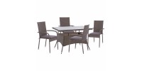 ΣΕΤ ΤΡΑΠΕΖΑΡΙΑΣ 5ΤΜΧ ΤΡΑΠ. 120X70 & ΠΟΛΥΘΡΟΝΕΣ WICKER RATTAN ΓΚΡΙ HM11711.31