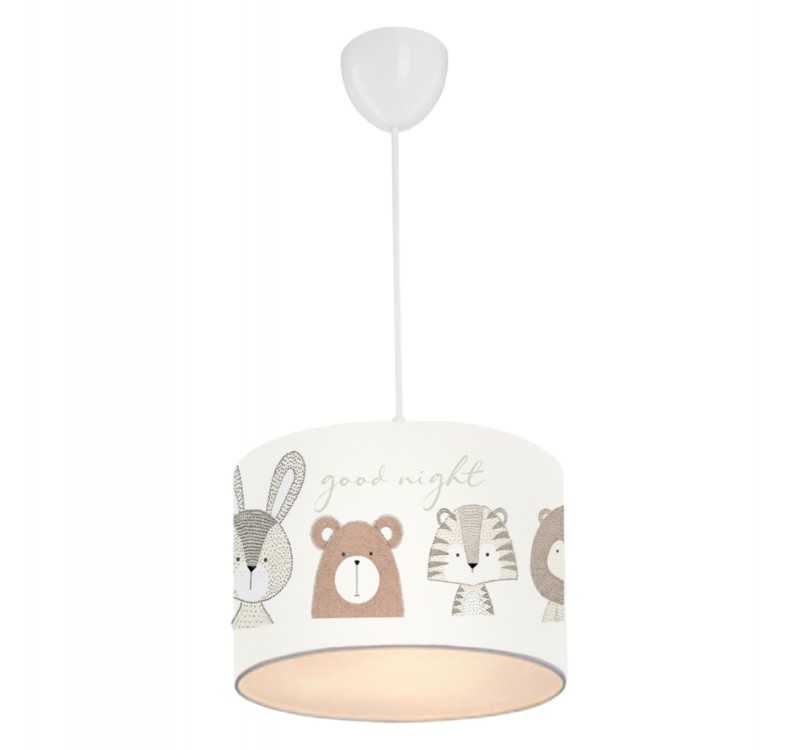 ΠΑΙΔΙΚΟ ΦΩΤΙΣΤΙΚΟ ΟΡΟΦΗΣ ΥΦΑΣΜΑΤΙΝΟ HM7576.01 ΛΕΥΚΟ ΜΕ ΣΧΕΔΙΟ CUTE ANIMALS Φ24x70εκ.