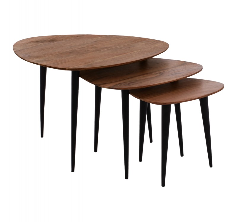 ΣΕΤ ΖΙΓΚΟΝ EMILIANO HM9256 ΑΠΟ ΜΑΣΙΦ ΞΥΛΟ ΑΚΑΚΙΑΣ ΜΕ ΜΑΥΡΑ ΠΟΔΙΑ 69,5x67x46Υ εκ.