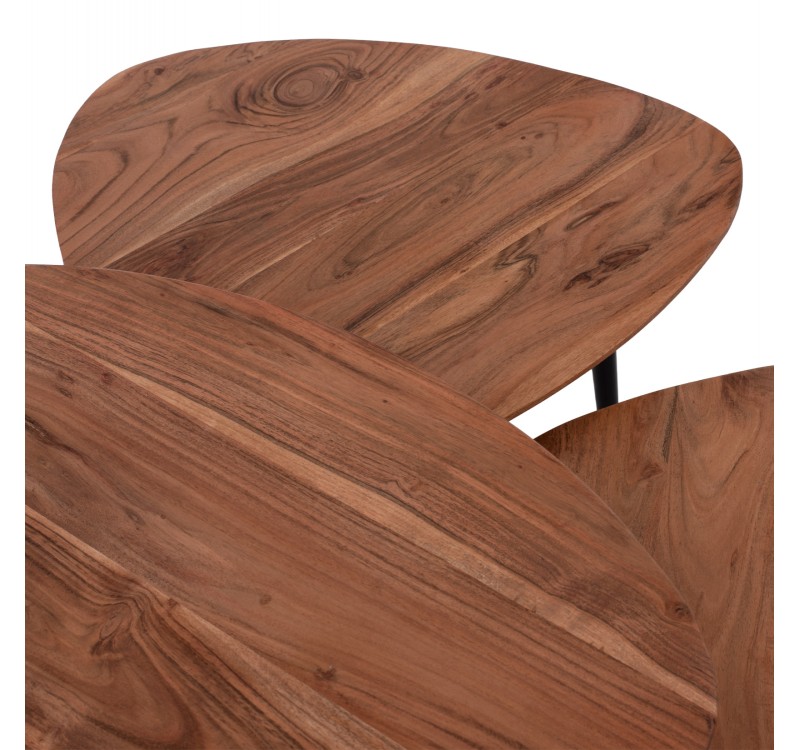 ΣΕΤ ΖΙΓΚΟΝ EMILIANO HM9256 ΑΠΟ ΜΑΣΙΦ ΞΥΛΟ ΑΚΑΚΙΑΣ ΜΕ ΜΑΥΡΑ ΠΟΔΙΑ 69,5x67x46Υ εκ.