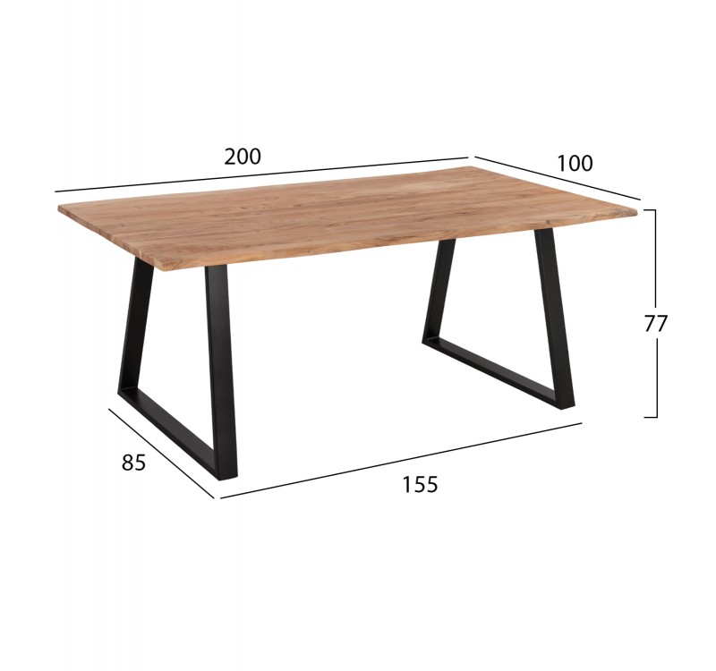 ΤΡΑΠΕΖΙ ΤΡΑΠΕΖΑΡΙΑΣ SOFIA SLIM HM8501.11 ΑΠΟ ΜΑΣΙΦ ΞΥΛΟ ΑΚΑΚΙΑΣ 200x100x77Υ εκ.