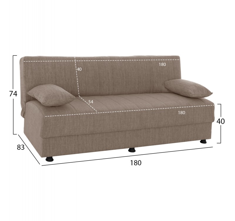 ΚΑΝΑΠΕΣ ΚΡΕΒΑΤΙ ANDRI ΤΡΙΘΕΣΙΟΣ ΜΠΕΖ HM3239.04 180x83x74Υ εκ.