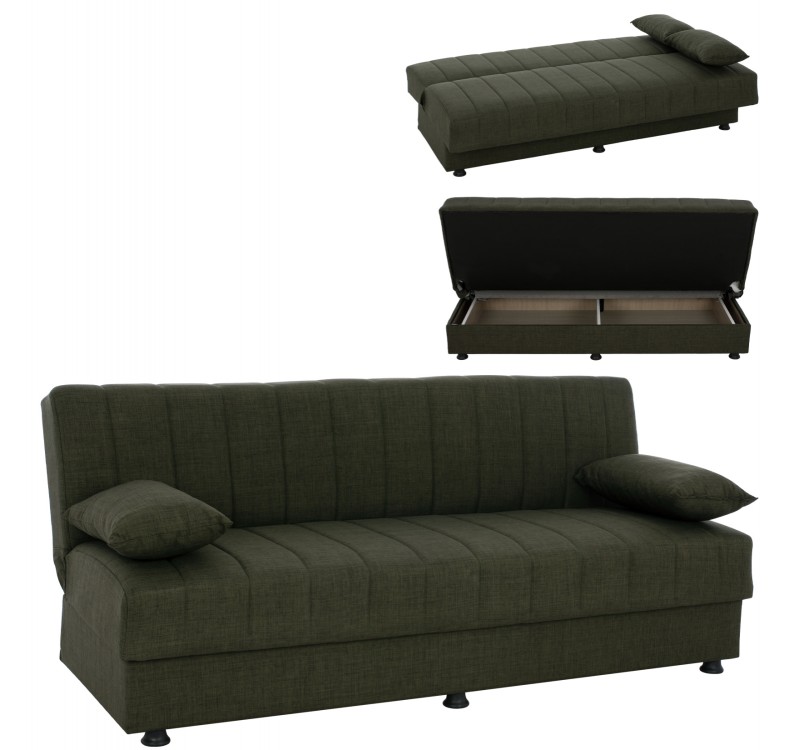 ΚΑΝΑΠΕΣ ΚΡΕΒΑΤΙ ANDRI ΤΡΙΘΕΣΙΟΣ DARK OLIVE HM3239.05 180x72x77 εκ.