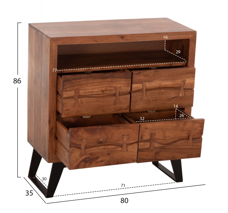 ΣΥΡΤΑΡΙΕΡΑ FANSI 3ΣΥΡΤΑΡΙΑ ΑΠΟ ΜΑΣΙΦ ΞΥΛΟ ΑΚΑΚΙΑΣ 80x35x86Υεκ. HM8474.11