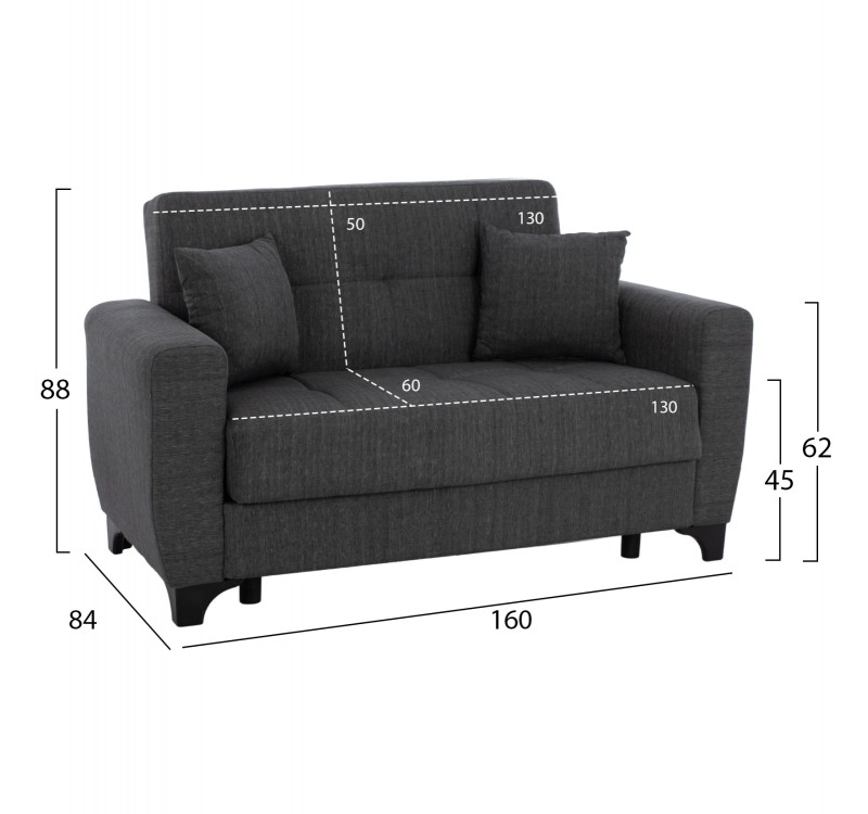 ΚΑΝΑΠΕΣ ΚΡΕΒΑΤΙ HEMA ΔΙΘΕΣΙΟΣ  ΨΗΛΗ ΠΛΑΤΗ ΓΚΡΙ HM3243.03 160x84x88 εκ.