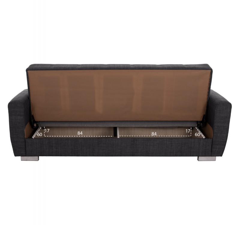 ΚΑΝΑΠΕΣ ΚΡΕΒΑΤΙ POLYA ΤΡΙΘΕΣΙΟΣ HM3240.03 ΓΚΡΙ 215x85x76Υ εκ.