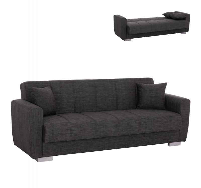 ΚΑΝΑΠΕΣ ΚΡΕΒΑΤΙ POLYA ΤΡΙΘΕΣΙΟΣ HM3240.03 ΓΚΡΙ 215x85x76Υ εκ.