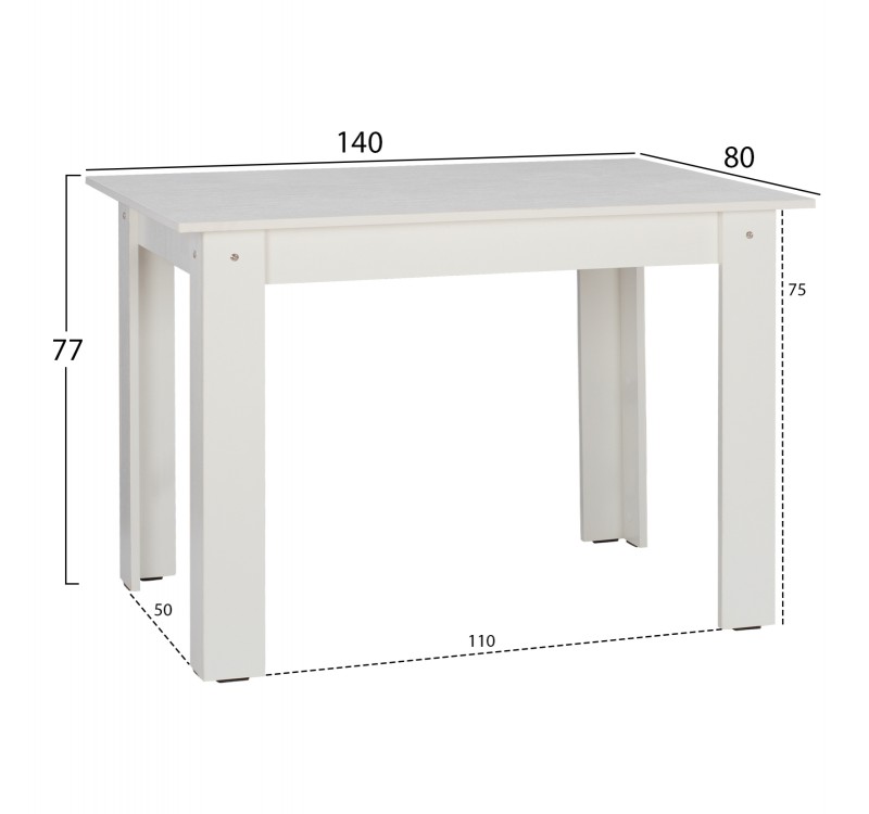 ΤΡΑΠΕΖΙ ΚΟΥΖΙΝΑΣ KELVIN 140x80x77Υεκ. ΛΕΥΚΟ HM2429.03