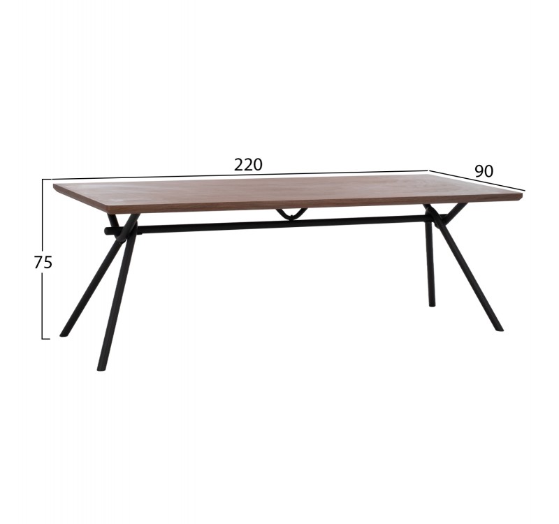 ΤΡΑΠΕΖΙ ΤΡΑΠΕΖΑΡΙΑΣ MANDY HM9303.02 ΚΑΠΛΑΜΑΣ ΚΑΡΥΔΙΑΣ ΡΟΥΣΤΙΚ ΣΤΥΛ 220x90x75Υ εκ.