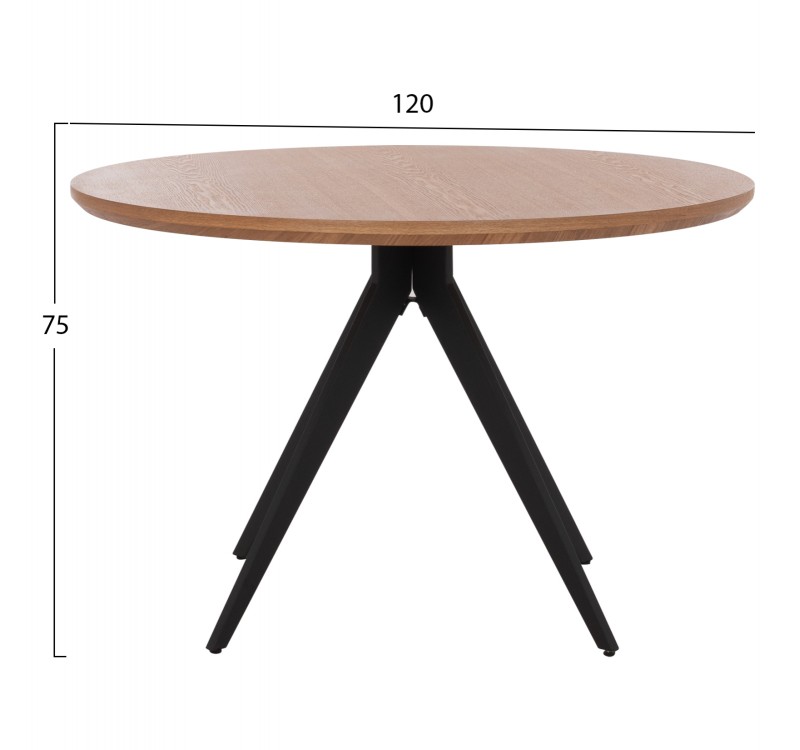 ΤΡΑΠΕΖΙ ΤΡΑΠΕΖΑΡΙΑΣ ΣΤΡΟΓΓΥΛΟ ΜΕ ΚΑΠΛΑΜΑ ΔΡΥΟΣ ΡΟΥΣΤΙΚ ΣΤΥΛ Φ120x75Υ εκ.HM9307.01